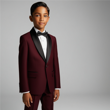 Boys Burgundy Tuxedo Suit