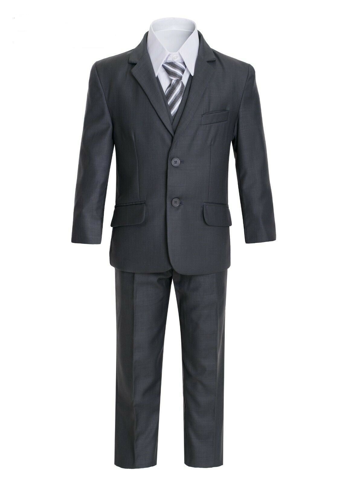 Charcoal grey boys suit best sale