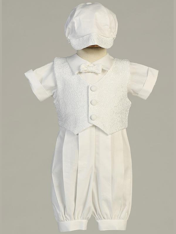 Baby Boys White Baptism & Christening Romper - Allen