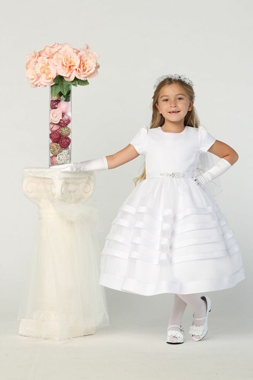 Tulle Long Sleeve Flower Girl Dress Little Gowns Girls First Holy Comm –  TulleLux Bridal Crowns & Accessories
